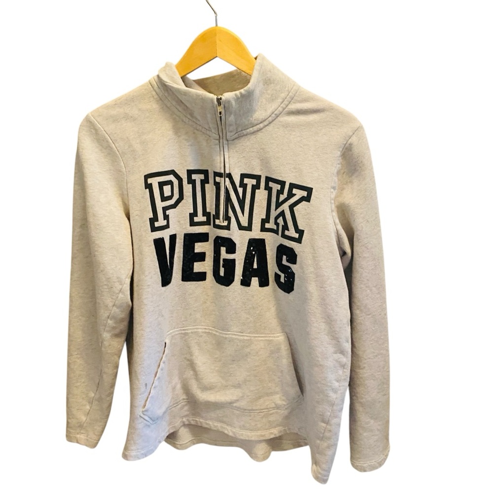 PINK Victoria’s Secret Gray Las Vegas Pullover Bling Sweatshirt Sequins Medium